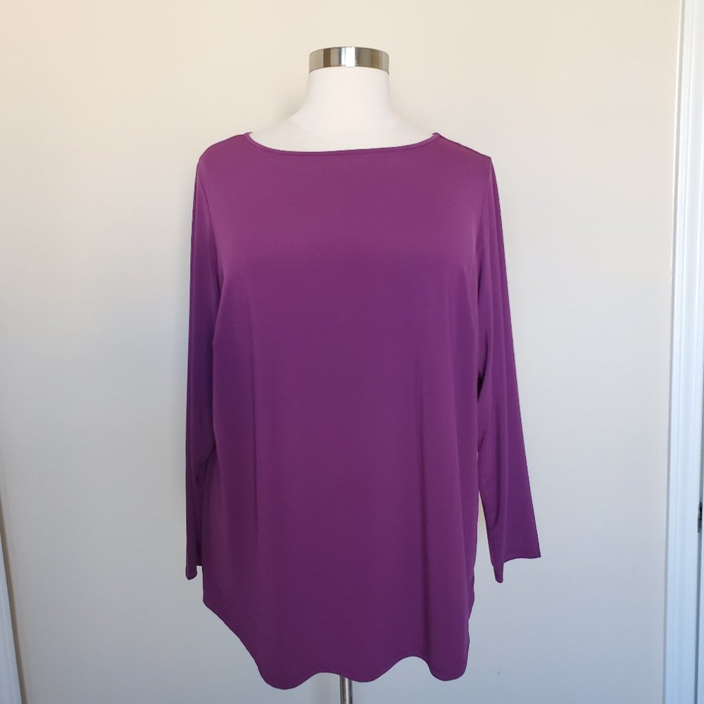 Joan Rivers Plus Size 2X Purple Plum Blouse Top